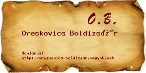 Oreskovics Boldizsár névjegykártya